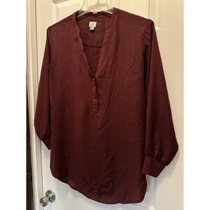 a new day Small tunic style long sleeve burgundy top, S long shirt